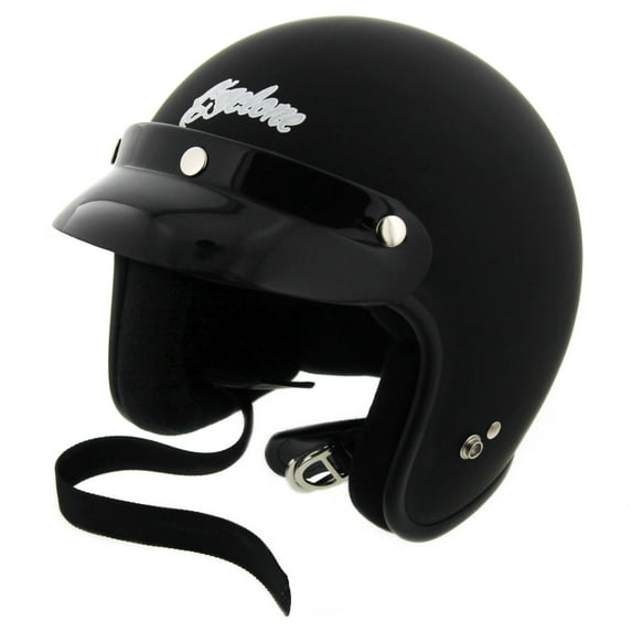 Cyclone Open Face Motorcycle Helmet DOT/ECE Approved - Matte Black - Medium