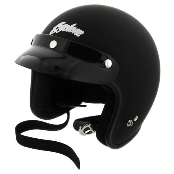 Cyclone Open Face Motorcycle Helmet DOT/ECE Approved - Matte Black - Small