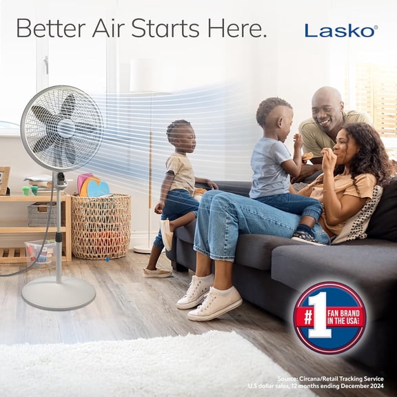 Cyclone Pedestal Fan, Adjustable Height, Remote Control, Timer, 3 Speeds, for Bedroom, Kitchen, Office and Living Room, 18", White, 1885, Large