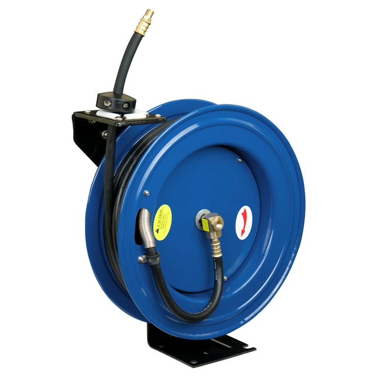 Cyclone Pneumatic 0.5in. x 50ft 300 PSI Retractable Air Hose Reel with  Rubber Hose 