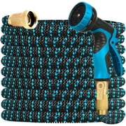 Cyclone Sound 150ft Water Hose - Upgraded Leakproof Lightweight No-Kink Garden Hose, Flexible Expanding Water Hose with Triple Layered Latex Core, Bag and Holder
