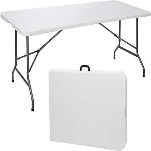 Cyclone Sound (4ft, 6ft, 8ft) Folding Table White Plastic Portable Table for Indoor/Outdoor Use, Picnics, Camping, and Parties