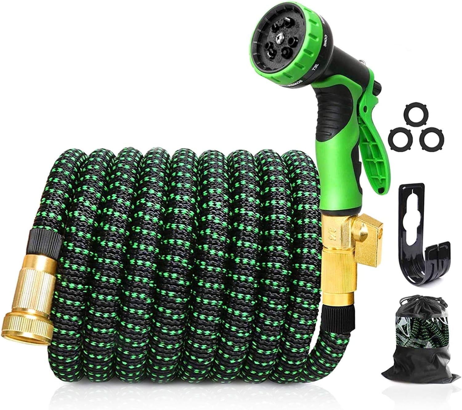 Cyclone Sound 75ft Water Hose - Upgraded Leakproof Lightweight No-Kink Garden Hose, Flexible Expanding Water Hose with Triple Layered Latex Core, Bag and Holder