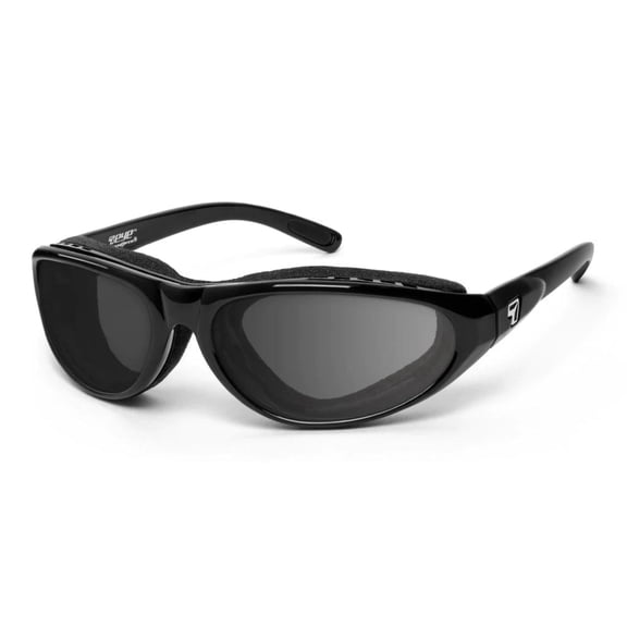 7eye Cyclone Padded Wind-Blocking Sunglasses, Glossy Black, Extra Dark Lenses