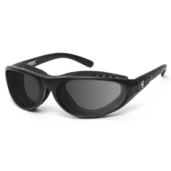 7eye Cyclone Padded Wind-Blocking Sunglasses for Light Sensitivity, UV400, Matte Black, Extra Dark Lenses