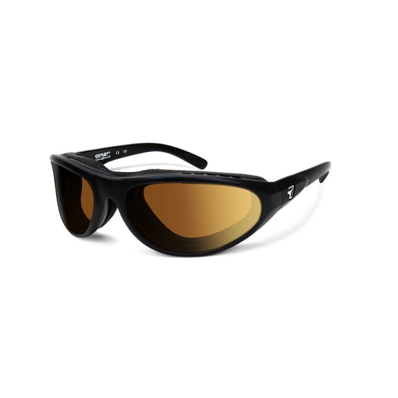 7eye Cyclone Wind-Blocking Padded Polarized Sunglasses for Outdoors, UV400, Polarized Copper Lenses, Matte Black