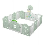 CycloneSound 14 Panel Foldable Baby Activity Center Play Yard with Lock Door and Basketball Hoop