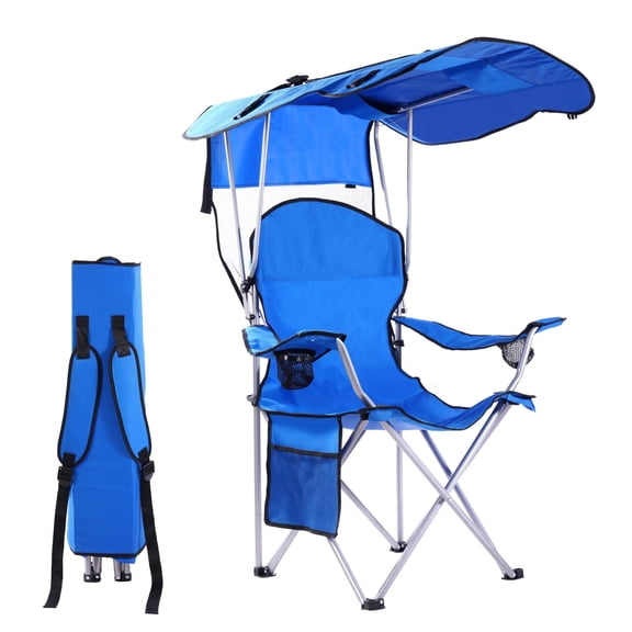 CycloneSound Portable Folding Camping Chair with Canopy Adjustable Shade for Beach, Camping, and Outdoor Activities
