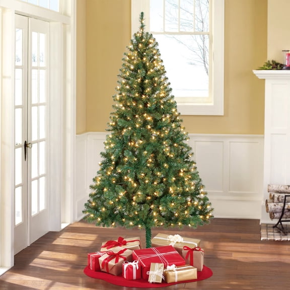 CycloneSound Prelit Hinged Christmas Tree, Green, 5 ft - 8 ft