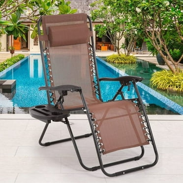 CycloneSound Zero Gravity Chair Camp Reclining Lounge Chair Beach Chair Tanning Outdoor Lounge Patio Chair with Adjustable Pillow