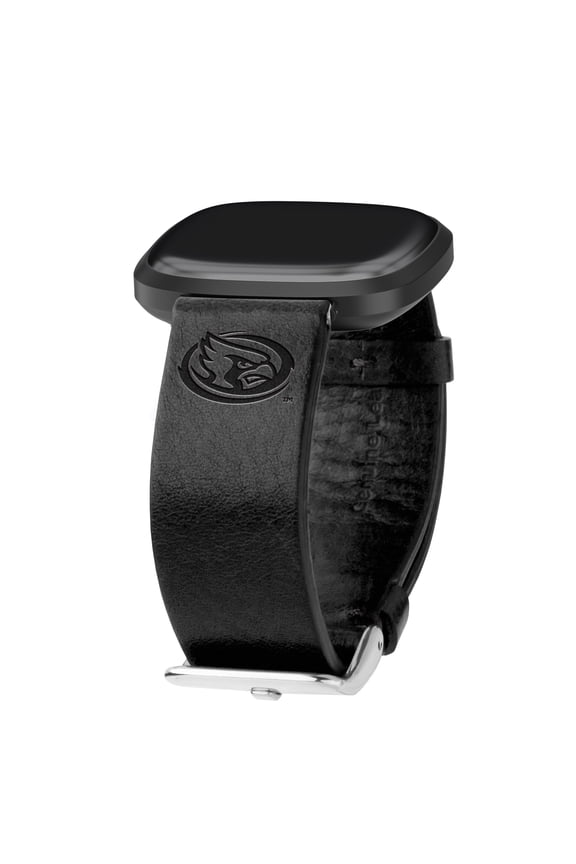 Cyclones Premium Leather Unisex Watch Band for FitBit Versa 3 and Sense (Long Black) by Affinity Bands