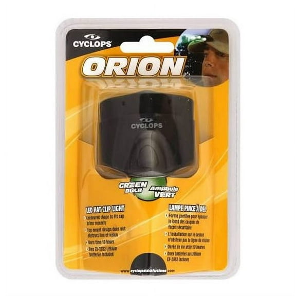 Cyclops Orion 3 LED Lights Hands Free Clip-On Cap Flashlight Headlamp for Camping, Hiking, Fishing, BLACK BASE W/ 3 CLEAR LED LIGHTS
