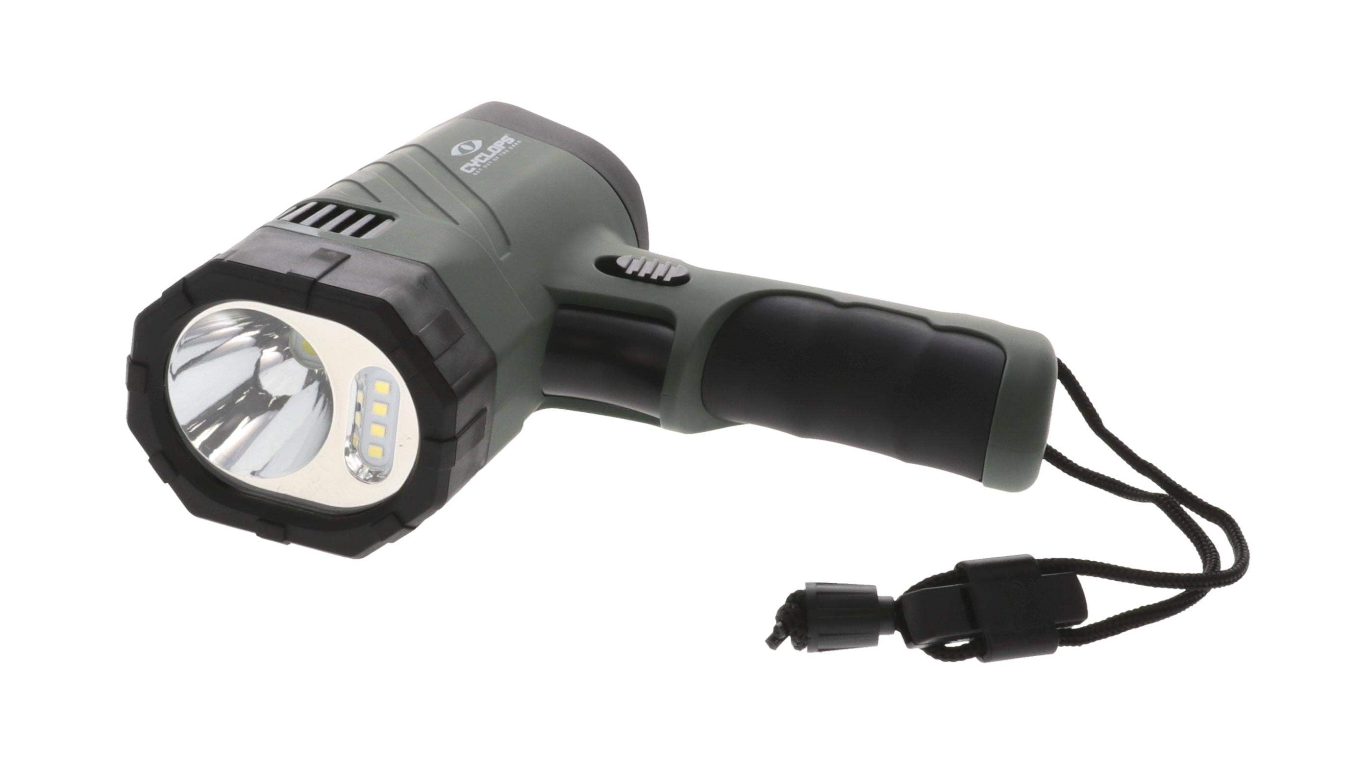 CYCLOPS REVO X-15 1500 Lumens Lighweight 4 Lighting Modes Rechargeable LED Handheld Spotlight | Emergency Whistle on lanyard & Detachable Red Lens Included
