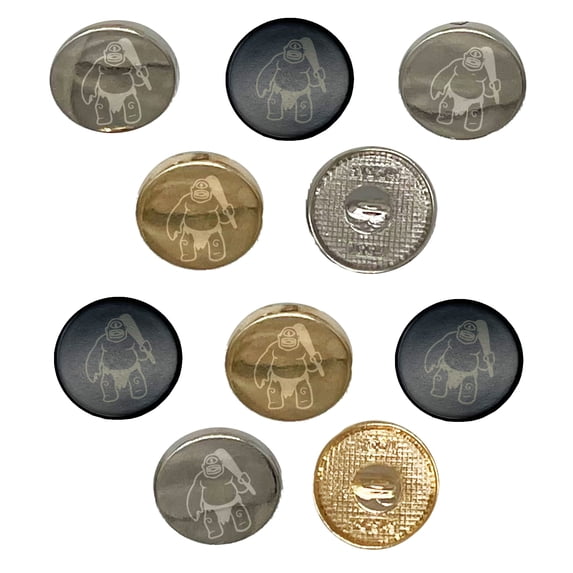 Cyclops Giant Greek Monster Set of 10 Metal 0.6" (15mm) Sewing Shank Round Buttons - Silver Color
