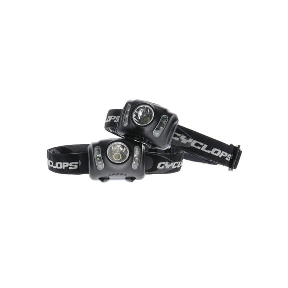 CYCLOPS 210 Lumen Headlamp | Tactical Durable Lightweight Compact Adjustable Stretch Headband Bright 3 Color LED Headlight | AAA Batteries Included | Pack of 2