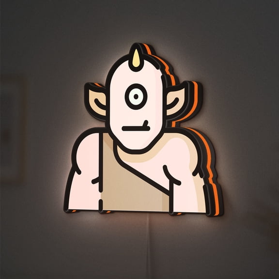 Cyclops LED Lightbox - Sci-Fi Mythical Spooky Decor, Custom Led Sign for Home Office Shop Decor (Height 8 inch, 20cm)