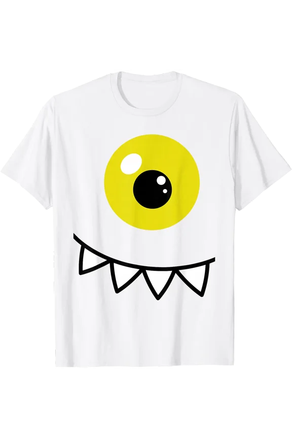 Cyclops Monster Face with Big Yellow Eye and Sharp Teeth T-Shirt, Unisex T-Shirt