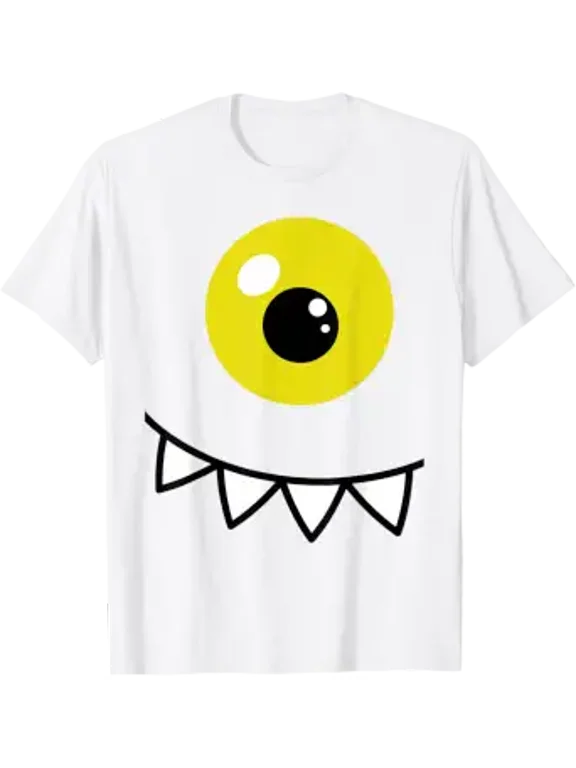 Cyclops Monster Face with Big Yellow Eye and Sharp Teeth T-Shirt