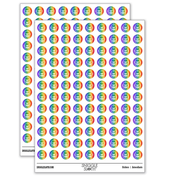 Cyclops One Eyed Monster Head Fantasy Creature 200+ Round Stickers - Gloss Finish - 0.50" Size - Rainbow