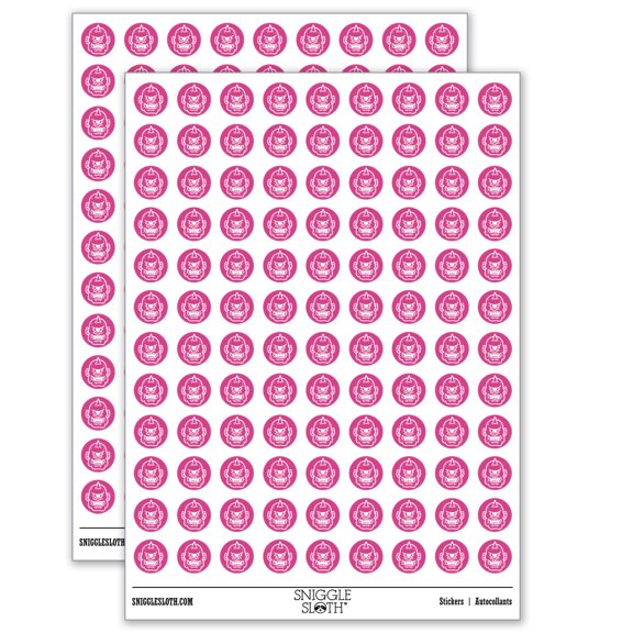 Cyclops One Eyed Monster Head Fantasy Creature 200+ Round Stickers - Matte Finish - 0.50" Size - Hot Pink