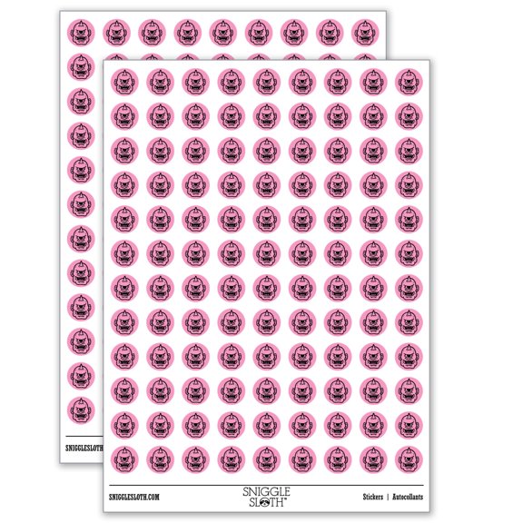 Cyclops One Eyed Monster Head Fantasy Creature 200+ Round Stickers - Matte Finish - 0.50" Size - Light Pink