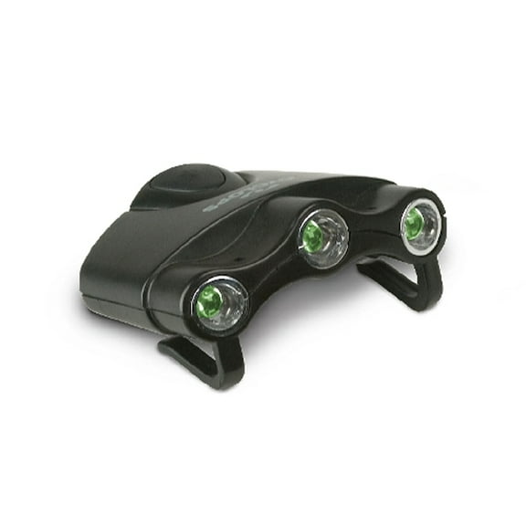 Cyclops Orion Hat Clip LED Flashlight, Black with 3 Green LED Lights