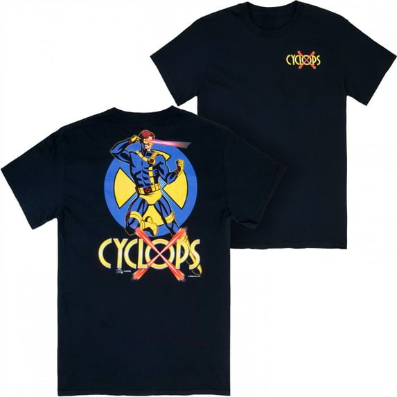 Cyclops X-Men Logo Front and Back Print T-Shirt-2XLarge