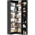 thumbnail image 1 of Cyclysio Corner Shelf 6 Tiers Large Tall Corner Bookshelves with Baffle, 71" L-Shaped Bookcase Display Shelves with Open Storage for Bedroom, Home Office, Living Room & Kitchen (Black), 1 of 8