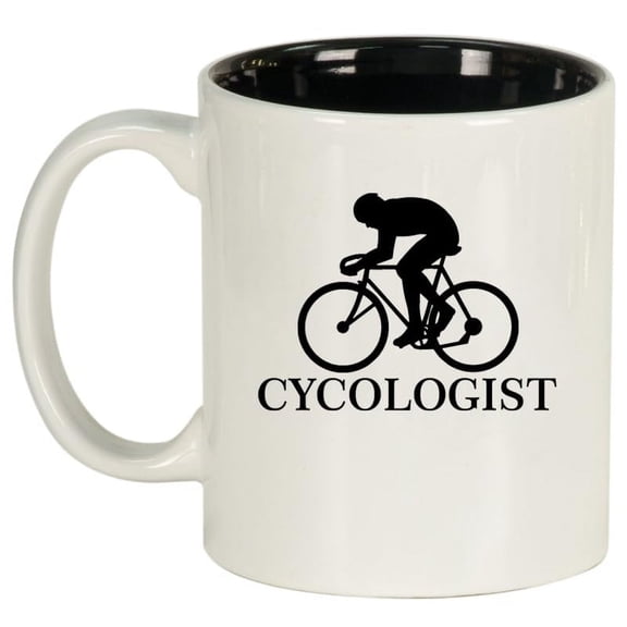Cycologist Bike Bicycle Cycling Funny Ceramic Coffee Mug Tea Cup Gift for Her, Him, Friend, Gift For Cyclist (11oz White)