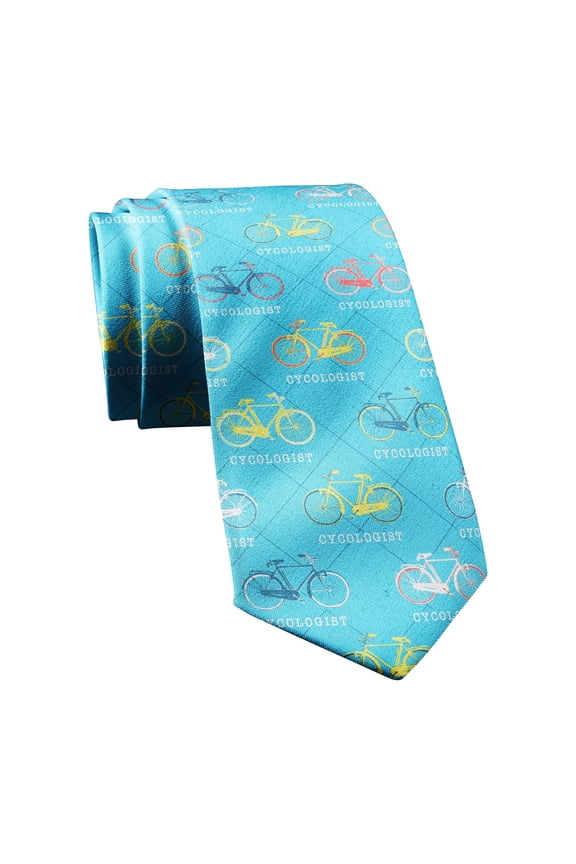 Cycologist Necktie Funny Neckties for Men Nerdy Tie for Guys Biking Novelty Ties for Men