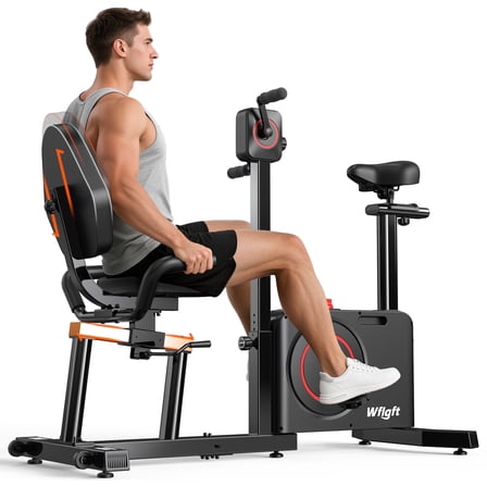 Cycool 2 in 1 Recumbent Exercise Bike with Arm Exerciser Upright Recumbent Cross Trainer for Senior Adults Home Training