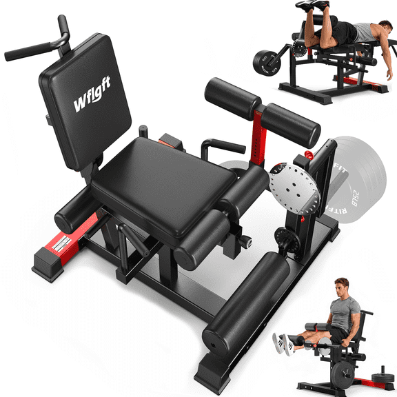 Cycool 5 In 1 Leg Extension and Curl Machine, AB/Back Machine, Core Machine Upper Body Strength Training Home Gym Equipment, Leg Workout Equipment Compatible with 1'' and 2'' Plates