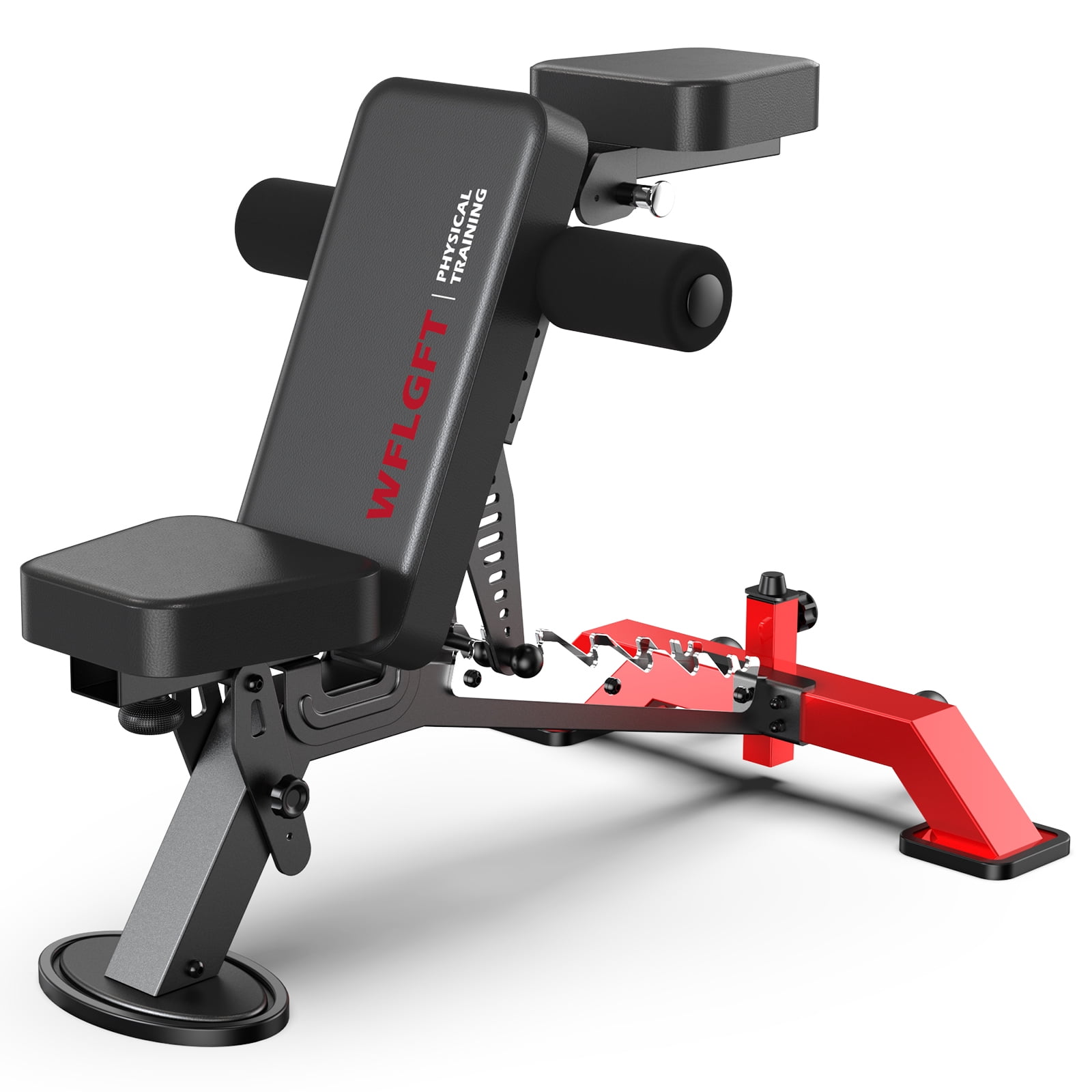 Cycool Multifunctional Adjustable Weight Bench with Headrest Heavy-Duty Strength Training Press Bench with Removable Foot Catch for Home Gym
