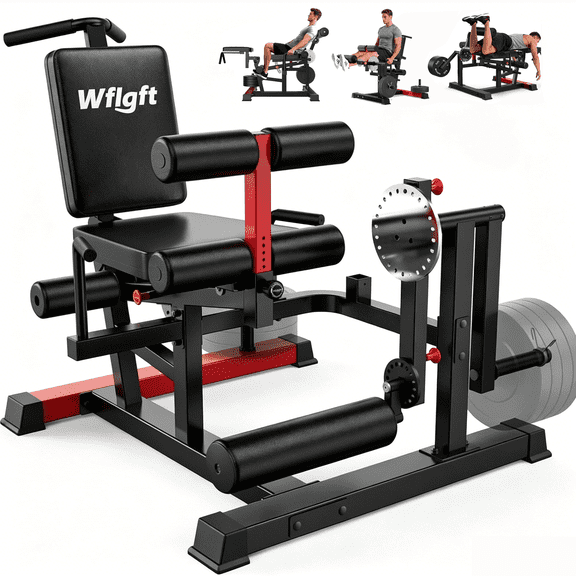 LNOW Leg Extension and Curl Machine, Multifunctional Seated Adjustable Lying Curl Machine for Home Gym