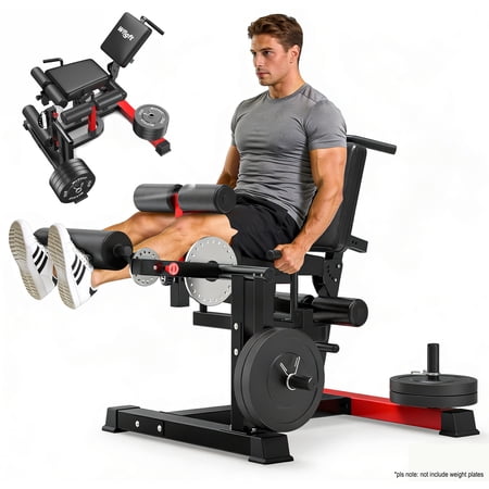 Cycool Multifunctional Leg Extension and Curl Machine, 800LB Seated Adjustable Leg Curl Machine and Lying Curl Machine for Home Gym, Fits Both 1" and 2" Weight Plates