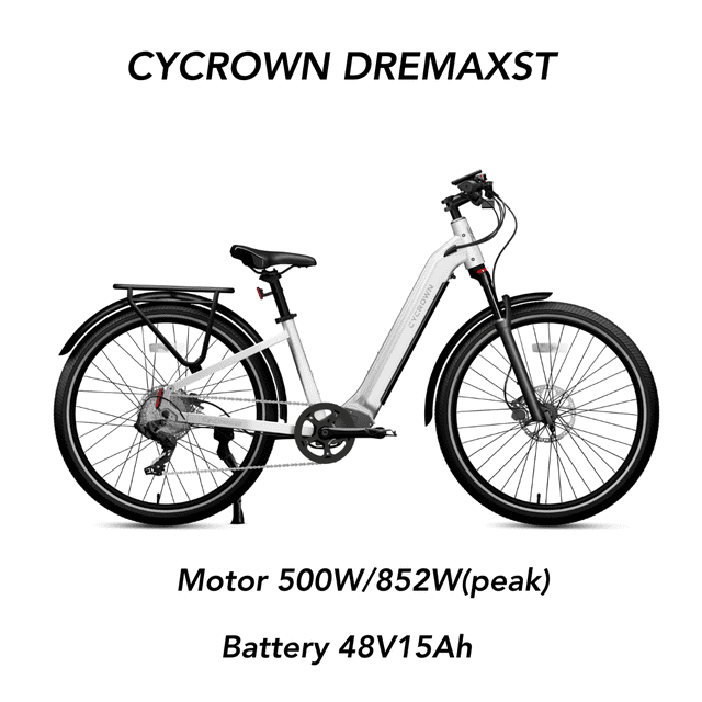 View of Cycrown Dremaxst 852W Peak Motor Electric Bike for Adults with 48V ...