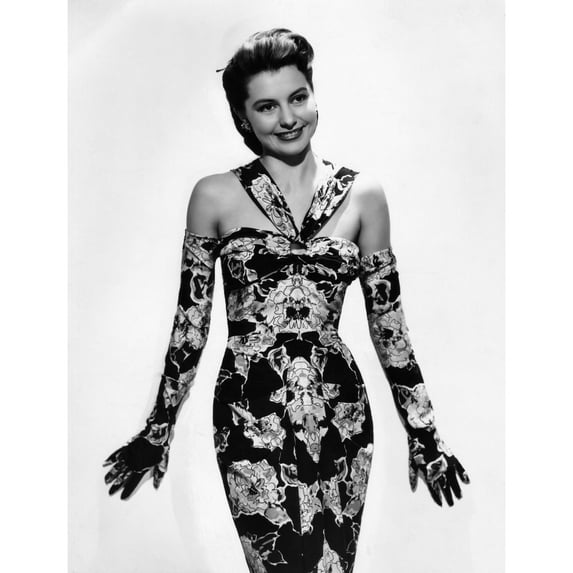 Cyd Charisse Modeling Flowered Evening Dress And Matching Gloves Ca. 1947 Photo Print (8 x 10)
