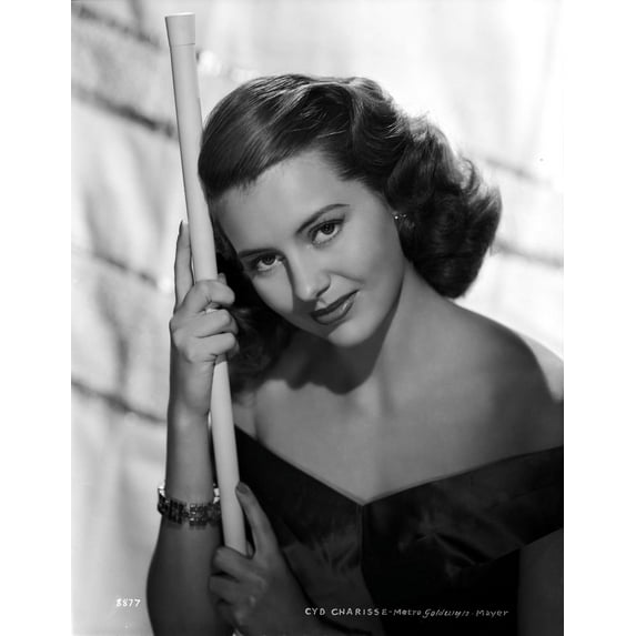 Cyd Charisse Posed in Black Dress with Bracelet Photo Print (24 x 30)