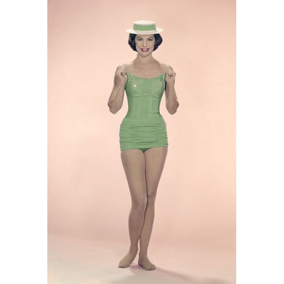 Cyd Charisse pin-up in green swimsuit full length pose 24x36 Poster