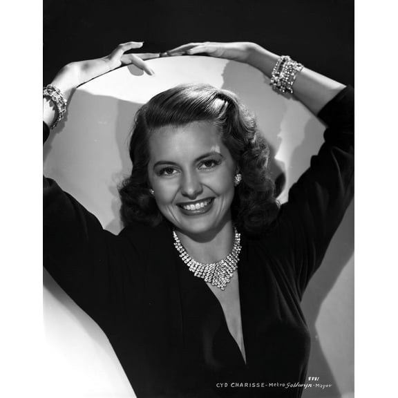 Cyd Charisse smiling in Black Dress with Necklace Photo Print (8 x 10)