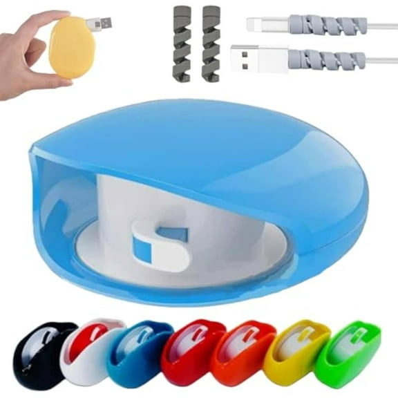 Cydertlinder/Indicatek/Sightgaze Automatic Cord Reel, Conventiont Automatic Retractable Cord Reel, Retractable Hidden Cable Reel for USB Cables Headset Cords Charger Cords (Blue,1 PC)