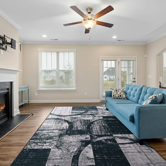 Cydiria Charcoal Gray Modern Rug Non Slip Geometric Rug for Living Room, 8' x 10'