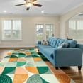 thumbnail image 1 of Cydiria Modern Geometric Circles Milk Velvet Area Rug, 5' x 8', Green, 1 of 7