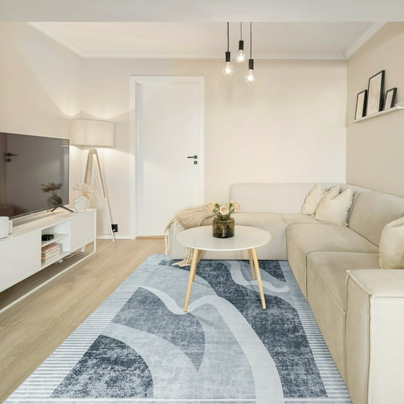 Cydiria Modern Soft Abstract Faux Wool Area Rug, 5' x 8', Gray