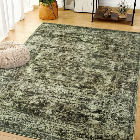 Cydiria Vintage Boho Traditional Oriental Faux Wool Area Rug, 4' x 6', Brown