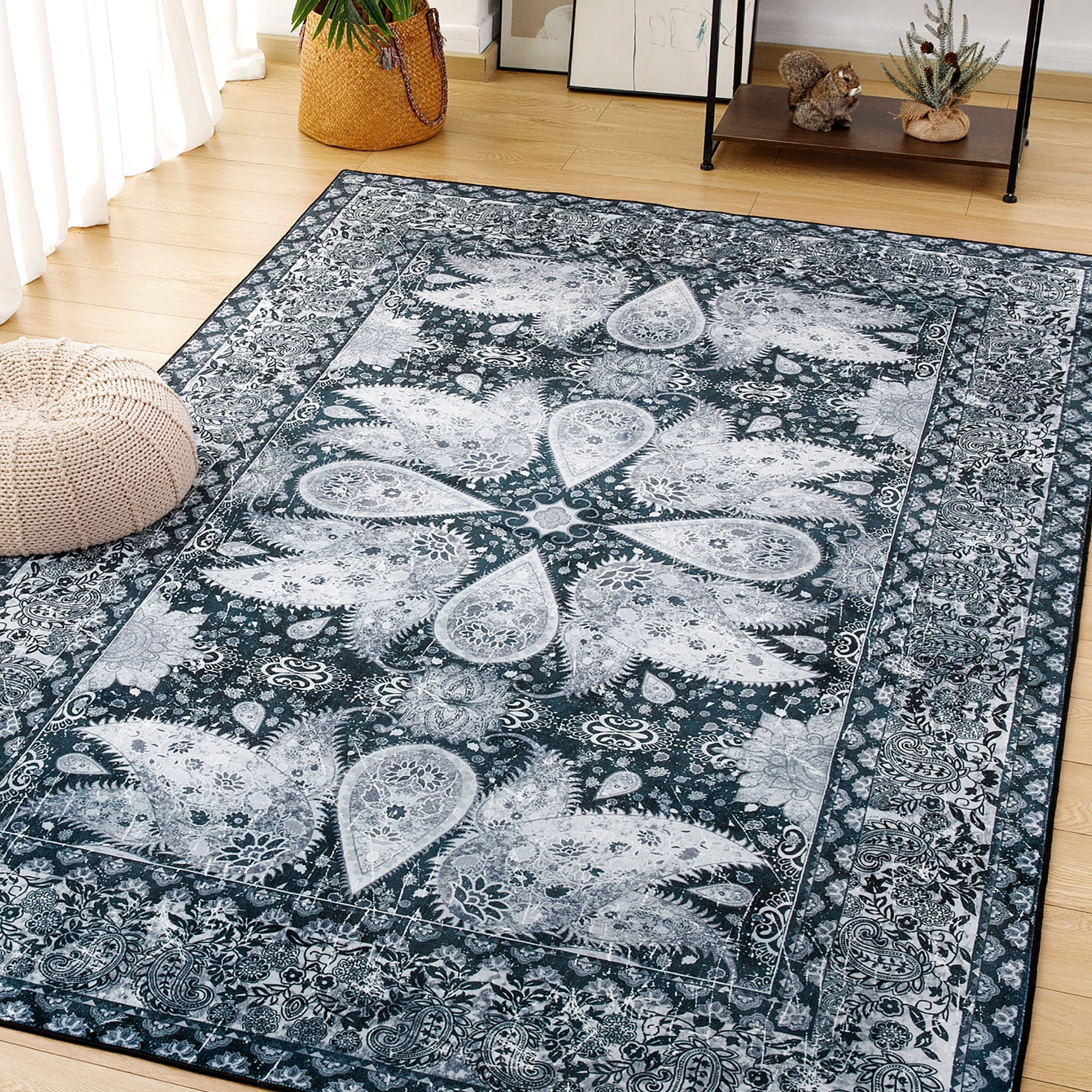 Cydiria Vintage Boho Traditional Oriental Faux Wool Area Rug, 5' x 8 ...