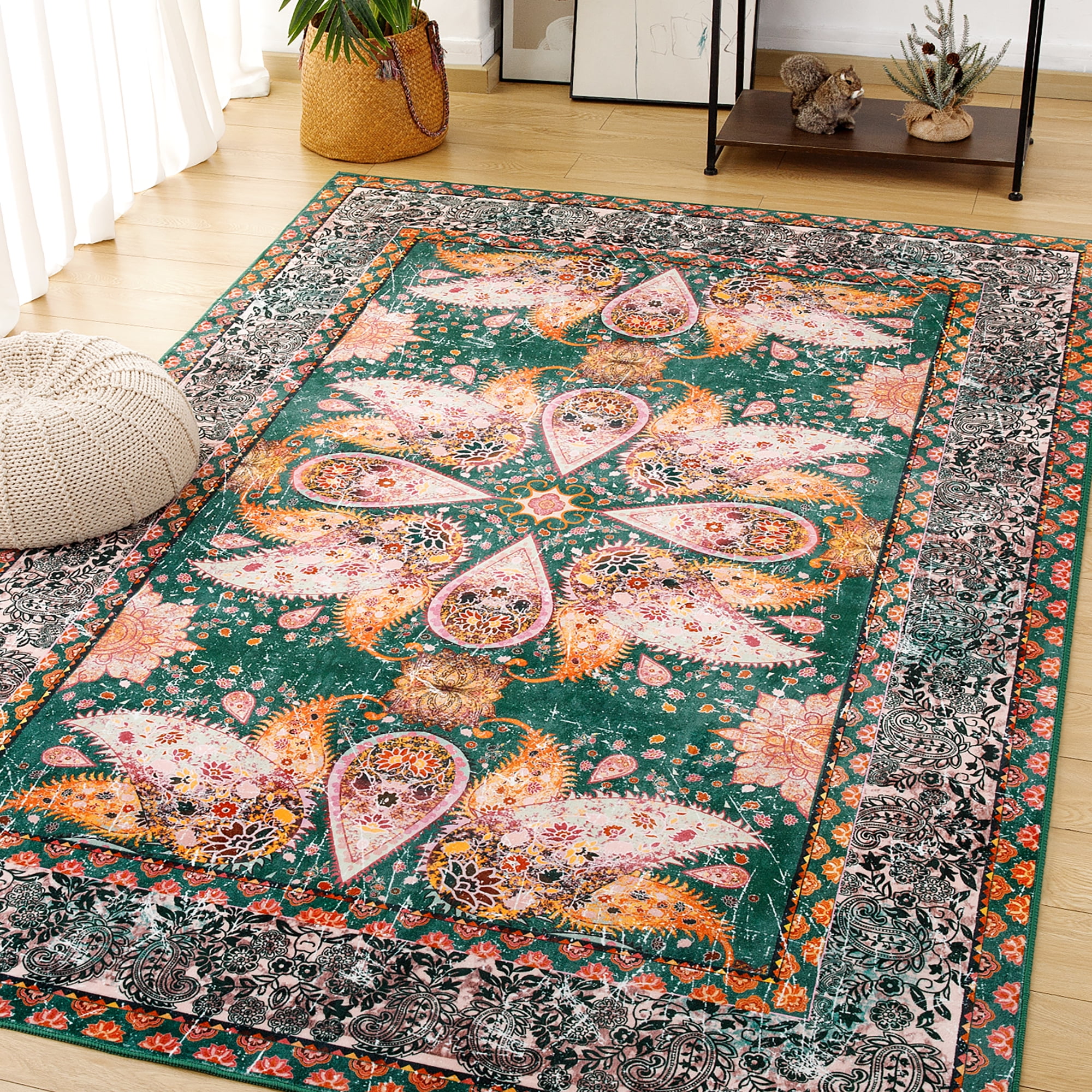 Cydiria Vintage Boho Traditional Oriental Faux Wool Area Rug, 5' x 8 ...