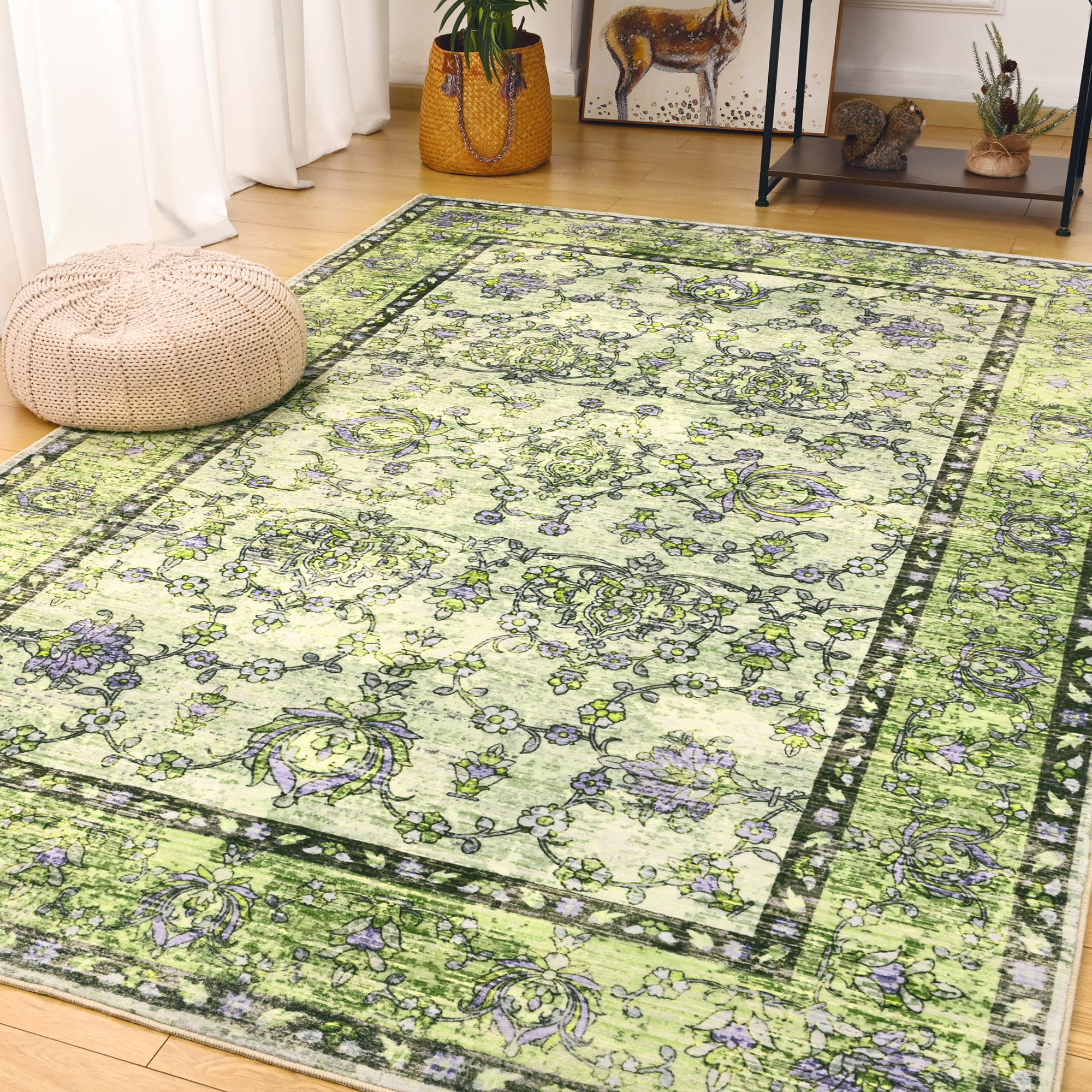 Cydiria Vintage Boho Traditional Oriental Faux Wool Area Rug,5' x 8 ...