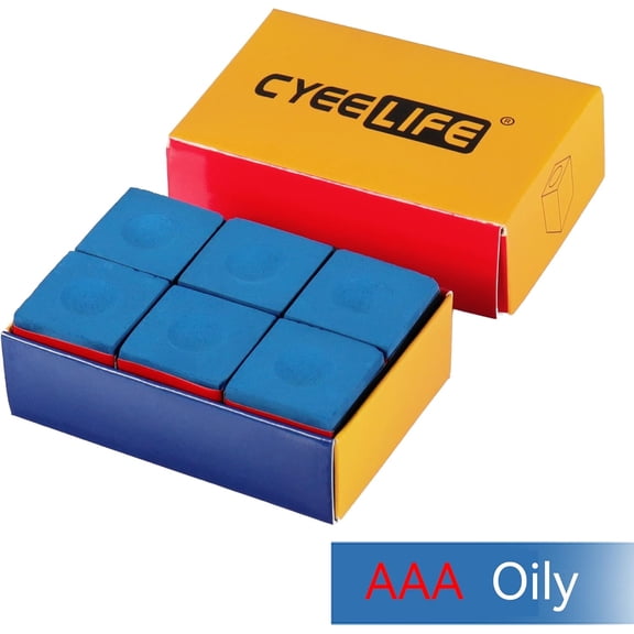 CyeeLife Blue Billiard Cue Chalk 6 Count