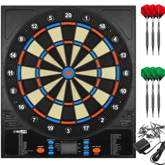 CyeeLife Soft Tip Electronic Dartboards for up to 8-Players with 34-Games
